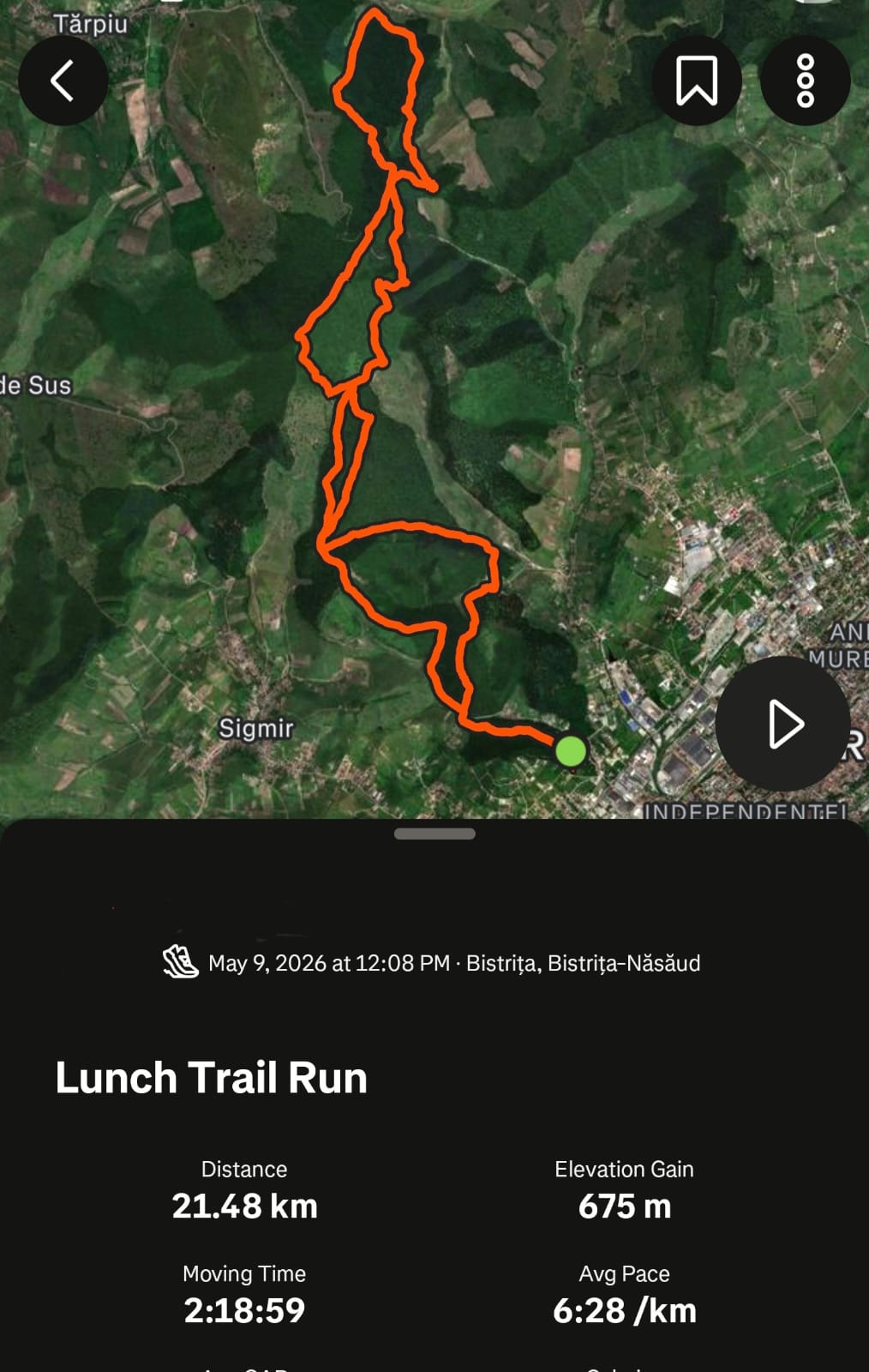 Hartă traseu semimaraton 21 km